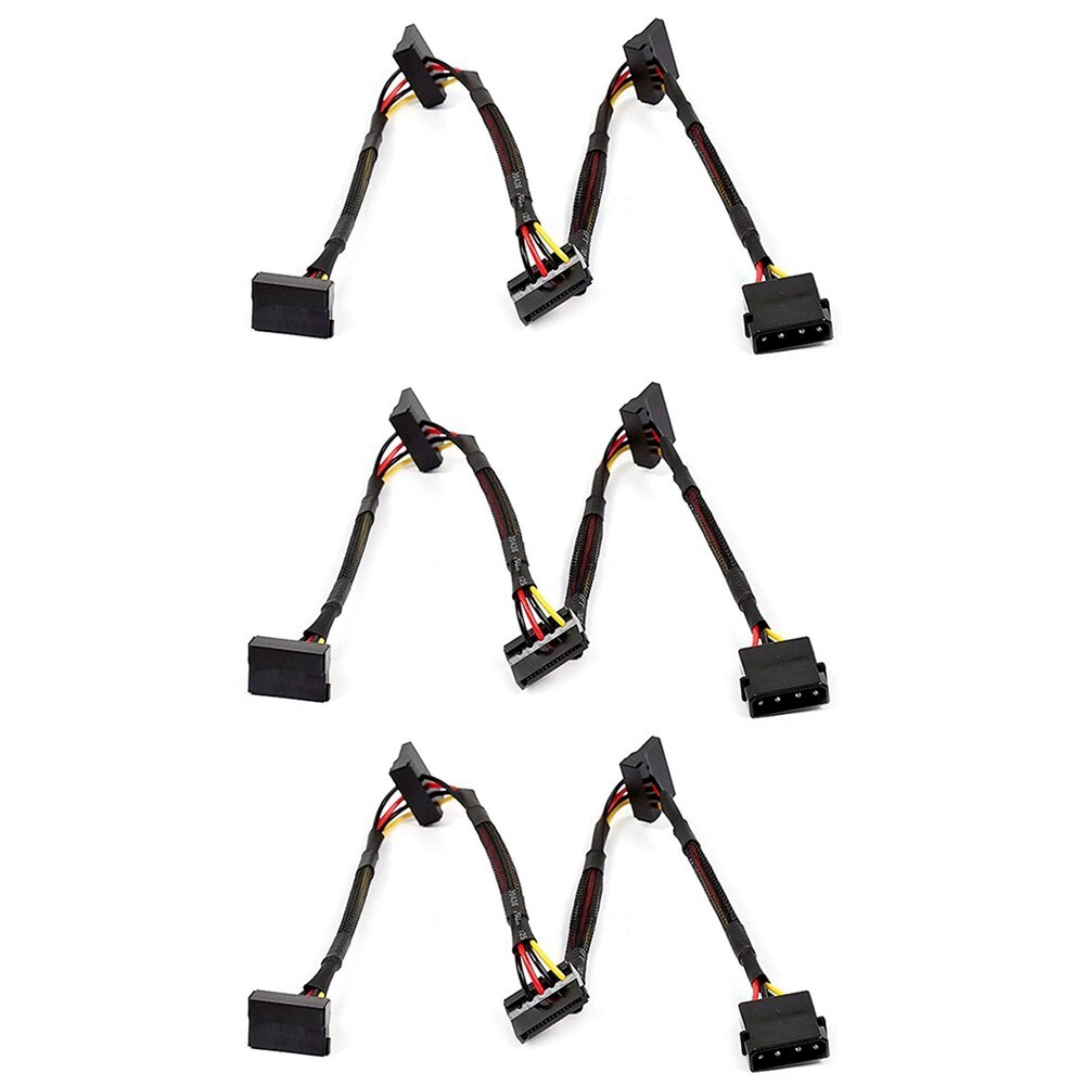 3x Molex 4 Pin to 4x Serial ATA SATA 2 II SATA2 15Pin HDD Hard Drive Power Cable