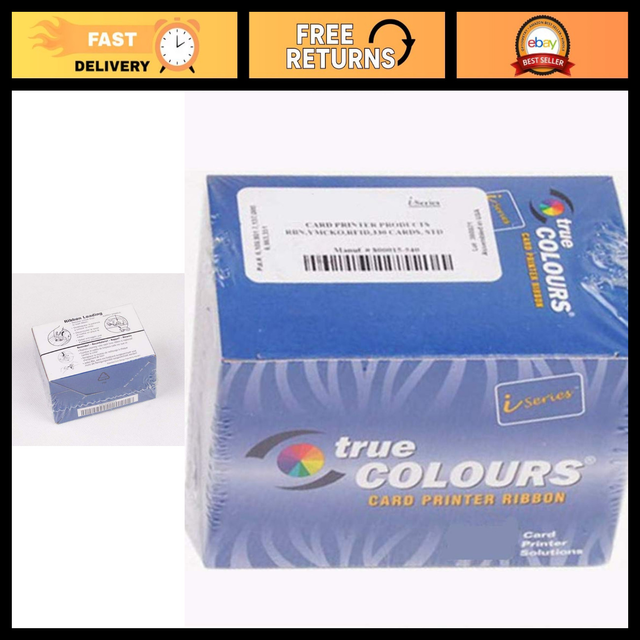 YMCKO Color Ribbon Tape for ID Card Printers - 200 Images, Compatible with P330i