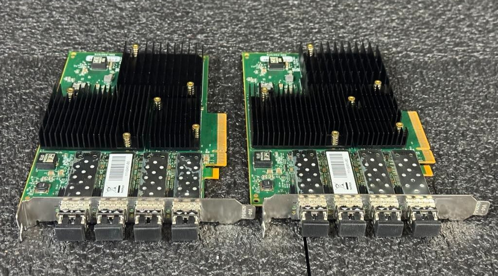 Lot of 2 NetApp 111-02451 4 Port 16GB FC SFP PCIE HBA 111-02451+B0 Fibre Channel