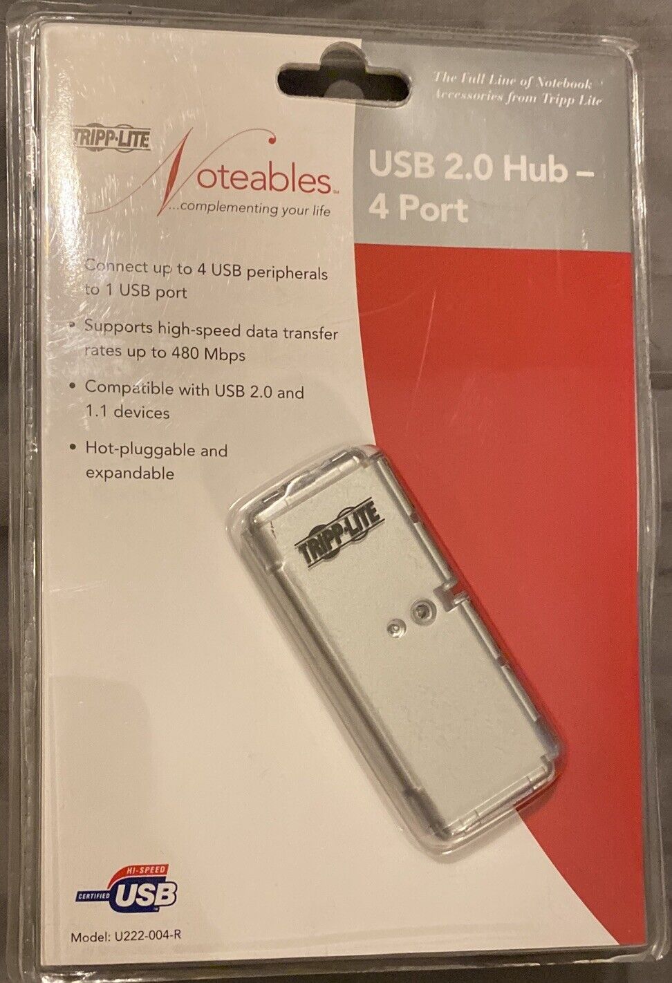 TRIPP-LITE USB 2.0 Hub 4 Ports Includes Power Adapter New Open Box U222-044-R