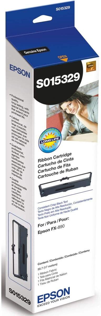 Epson S015329 FX-890 Fabric Ribbon -Cartridge (Black) in Retail Packaging