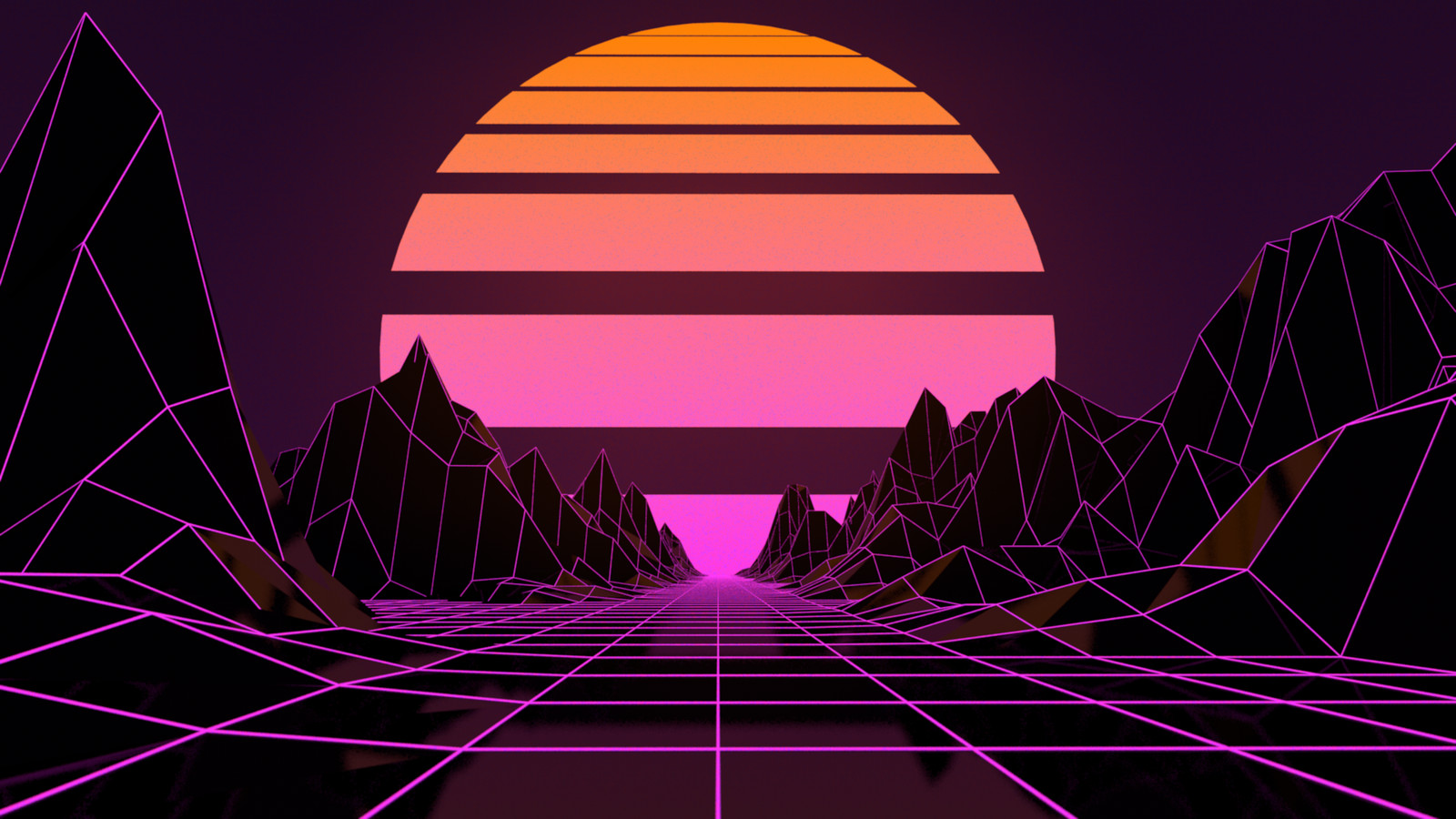 Landscape  art lines retrowave vaporwave synthwave Custom Gaming Mat Desk