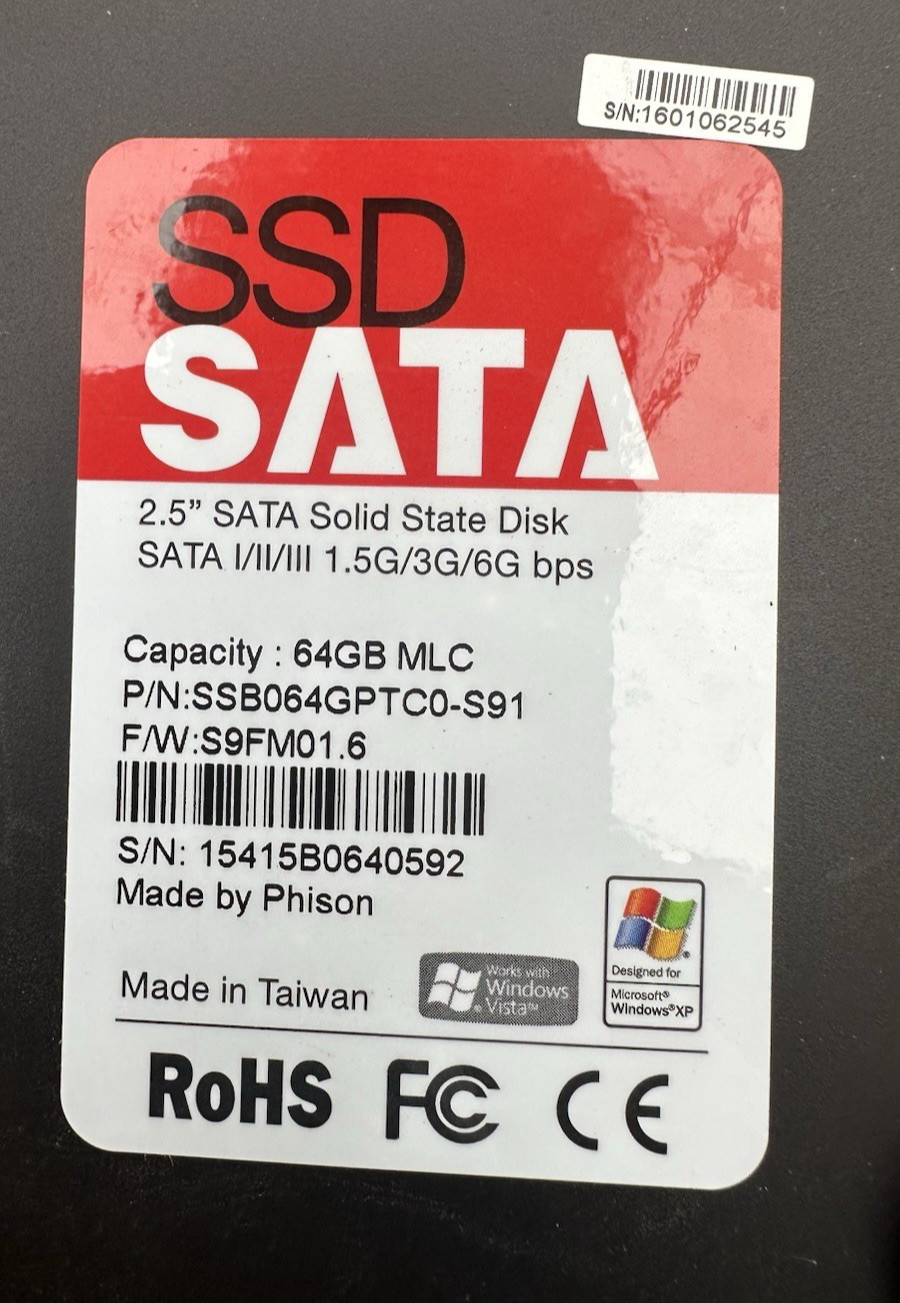 X2 Phison 64GB MLC 2.5” SATA SSD I/II/III 6G bps SSB064GPTC0-S91 (lot of 2)
