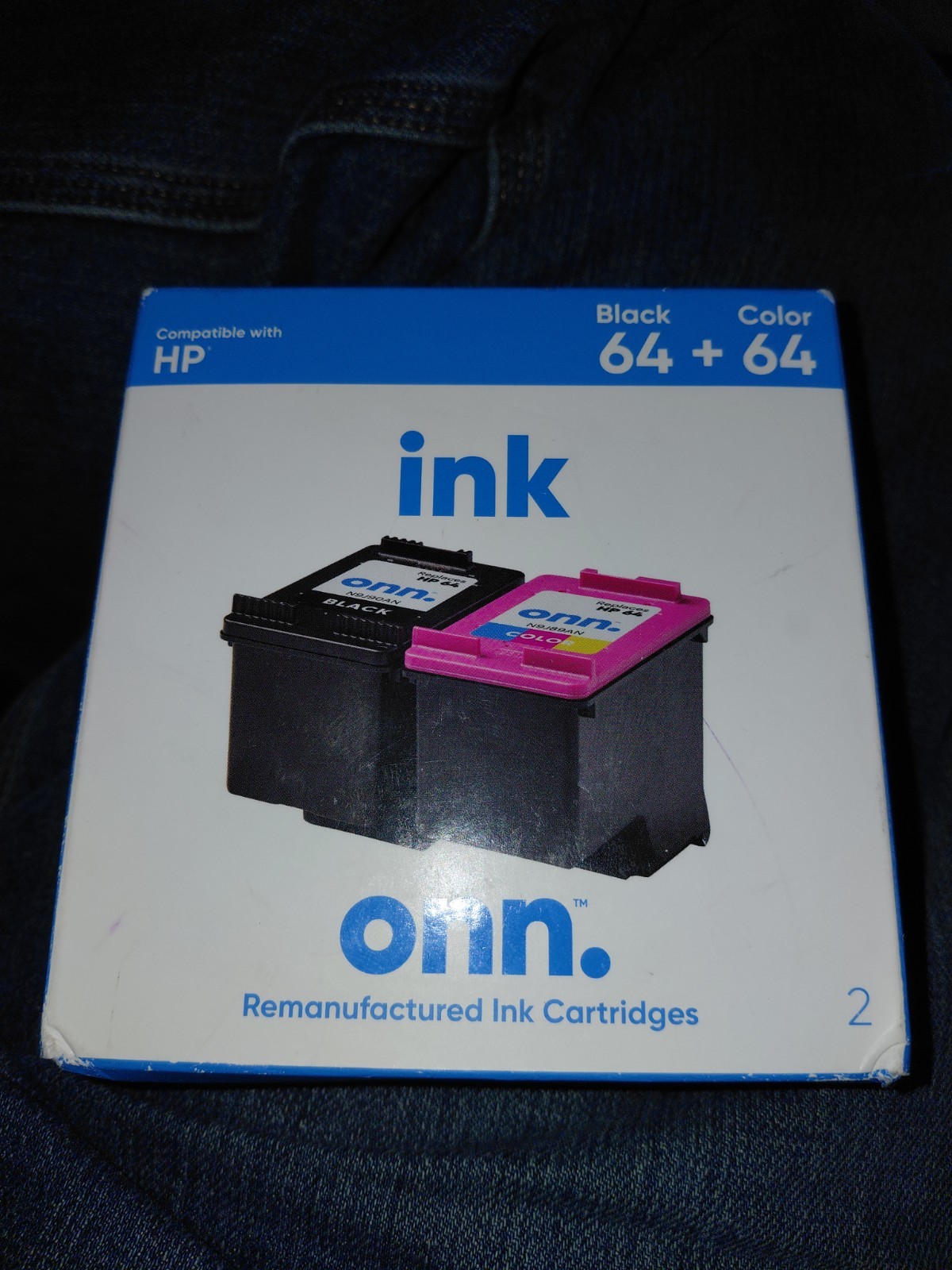 onn. Ink Cartridges Black 64 + Color 64 Opened Box Sealed Package Exp 1-20024