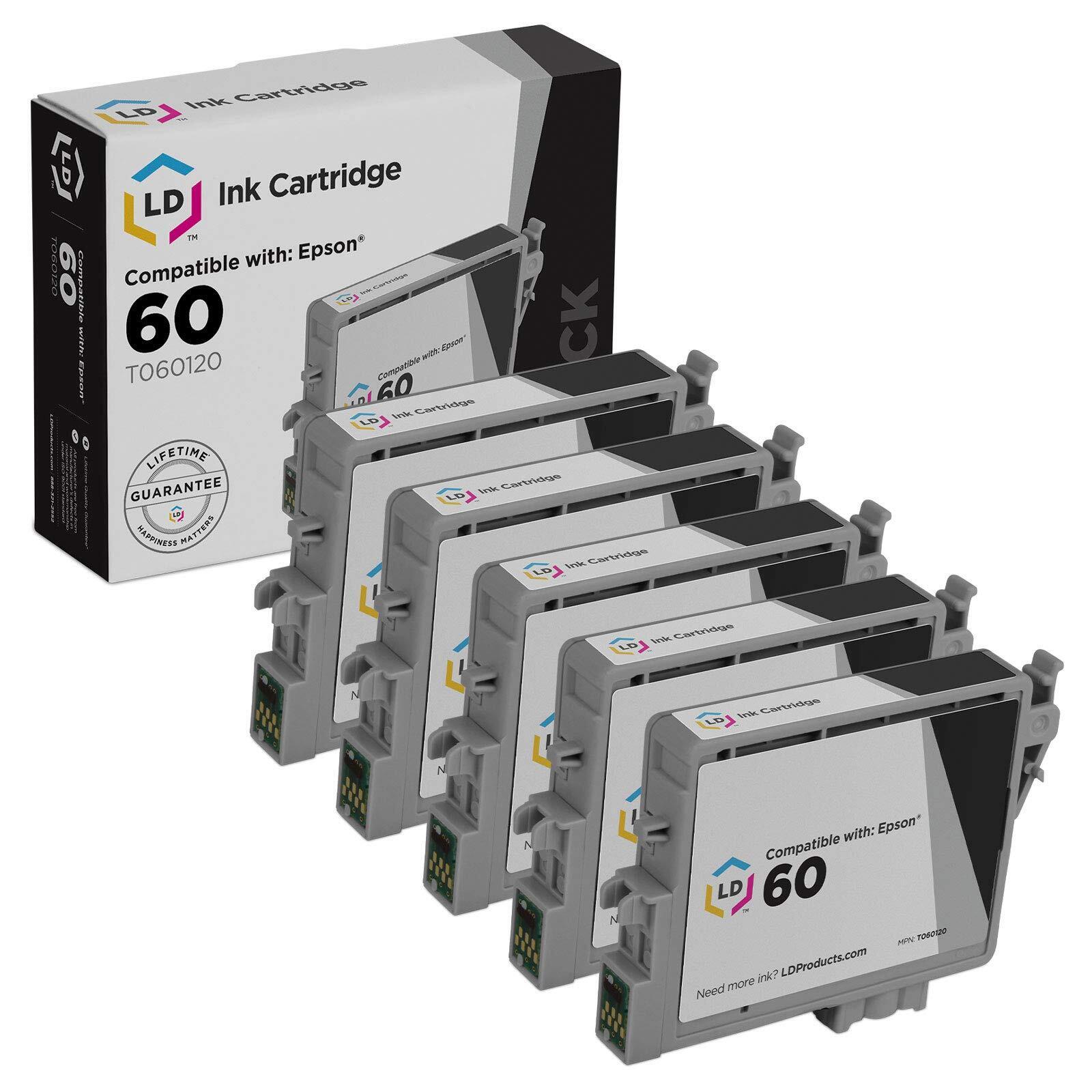 Reman Ink Replacements for Epson 60 T060120 (Blk, 5-Pk)