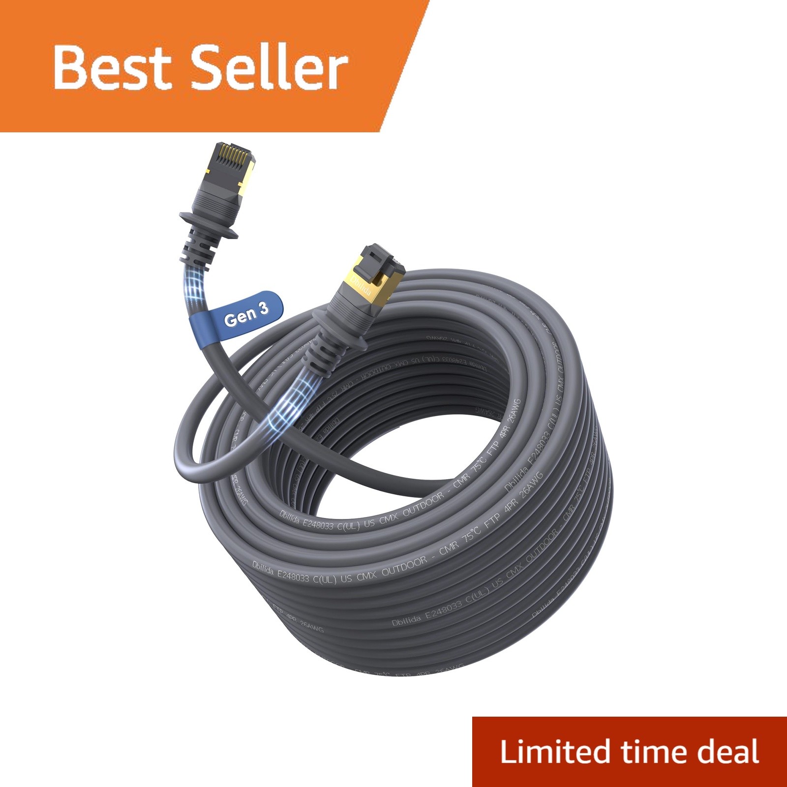 Dbilida 150FT Starlink Cable Direct Burial CMR Rated