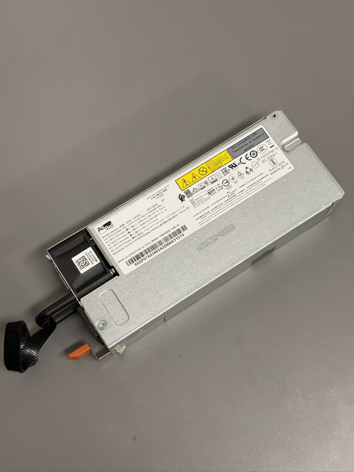 Lenovo FSF055 750W Power Supply For ThinkSystem SR650/630 FRU P/N:01PF515 Tested
