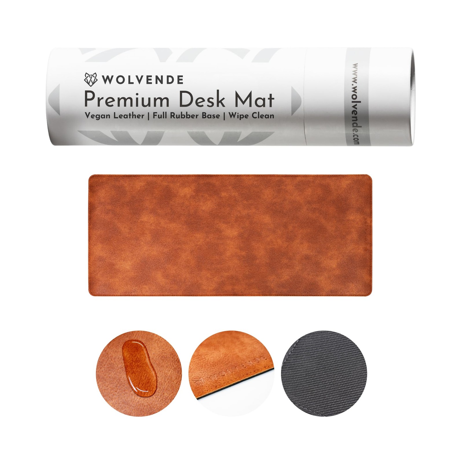 Wolvende Premium Distressed Faux Vegan Leather Desk Mat | Multifunctional Desk