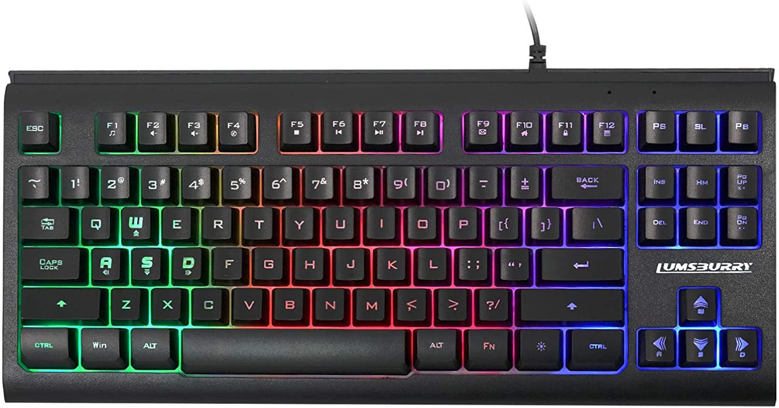 87-Key RGB LED Backlit Gaming Keyboard Wired USB Compact TKL for PC Laptop