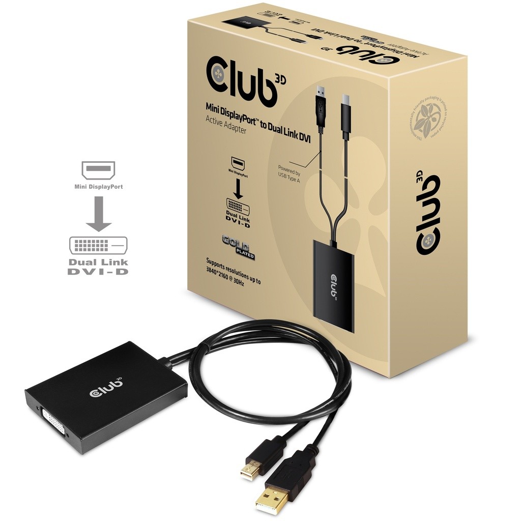 Club 3D Mini DisplayPort 1.2> Dual Link Dvi-D Adapter CAC-1130