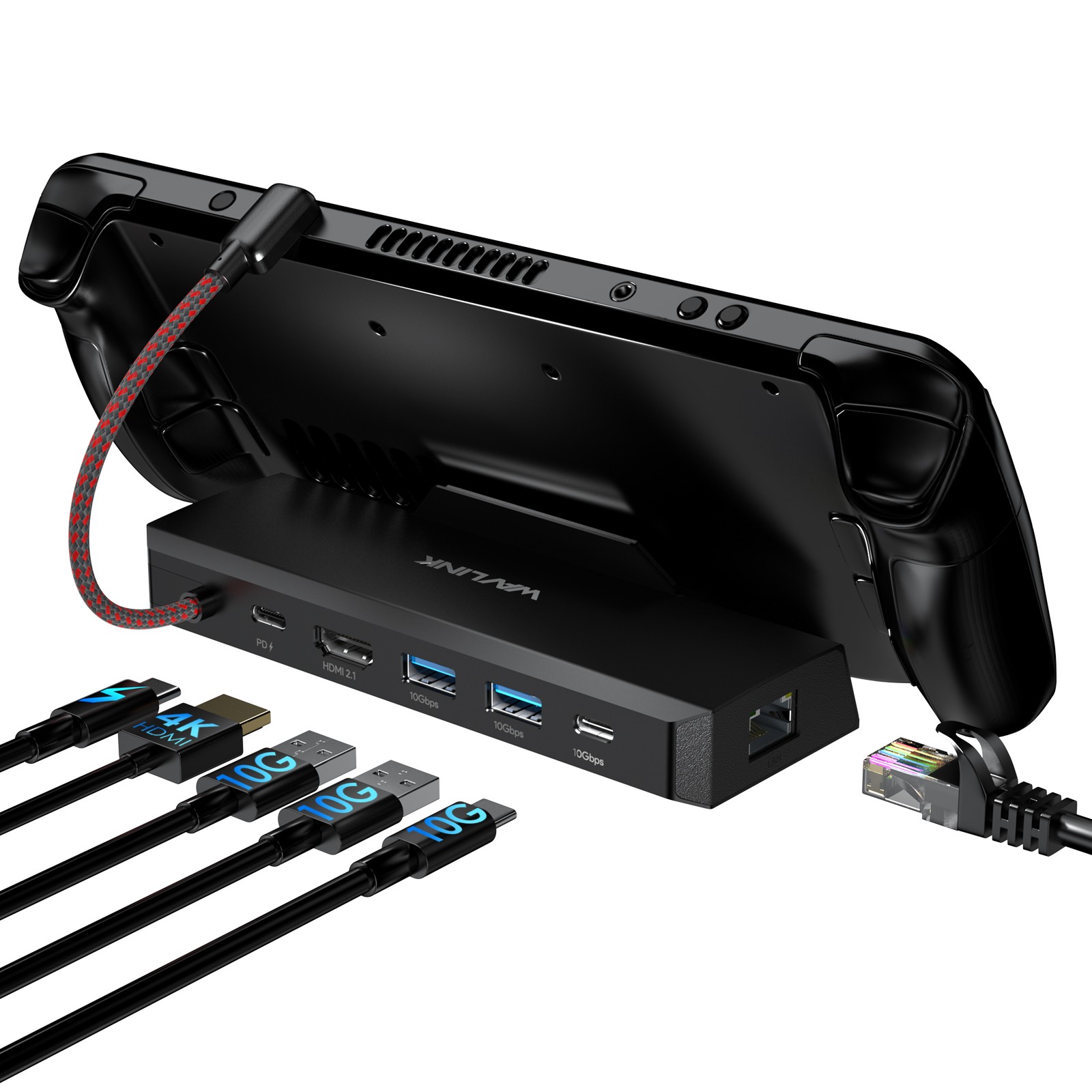 Docking Station for Steam Deck/ROG 6-in-1 USB-C Hub HDMI2.1 4K@144Hz 100W PD IN