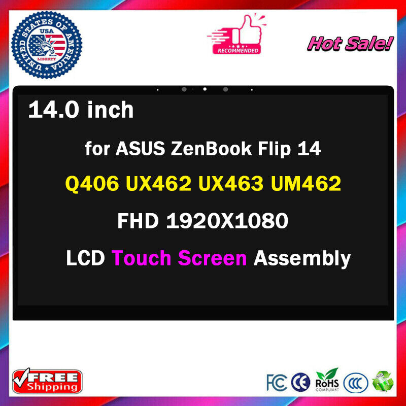 for ASUS ZenBook Flip 14 Q406 Q406D Q406DA LCD Touch Screen Digitizer Assembly