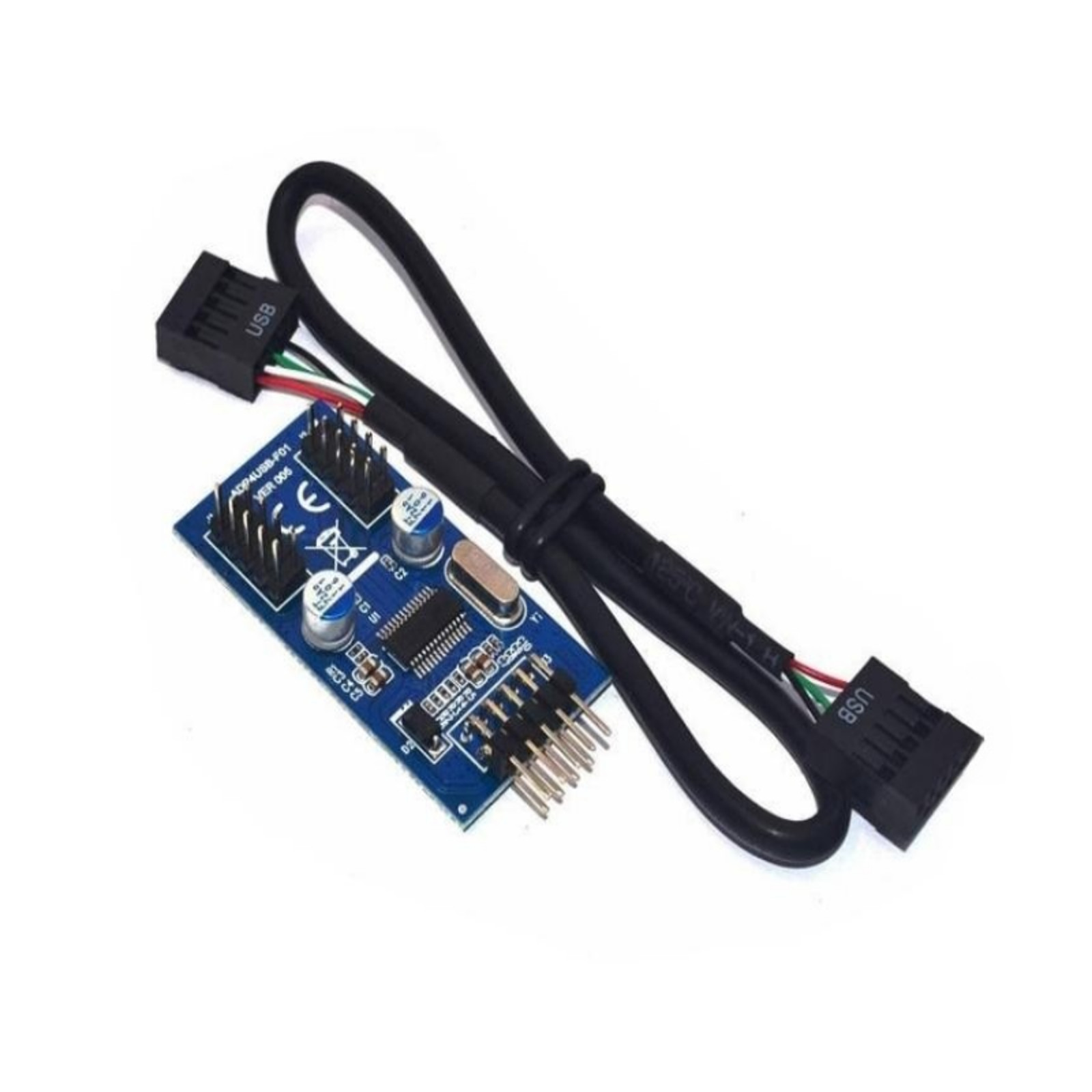 Internal 9-Pin USB2.0 Splitter 1 Male To 2 Female Motherboard Pin to PC Case b