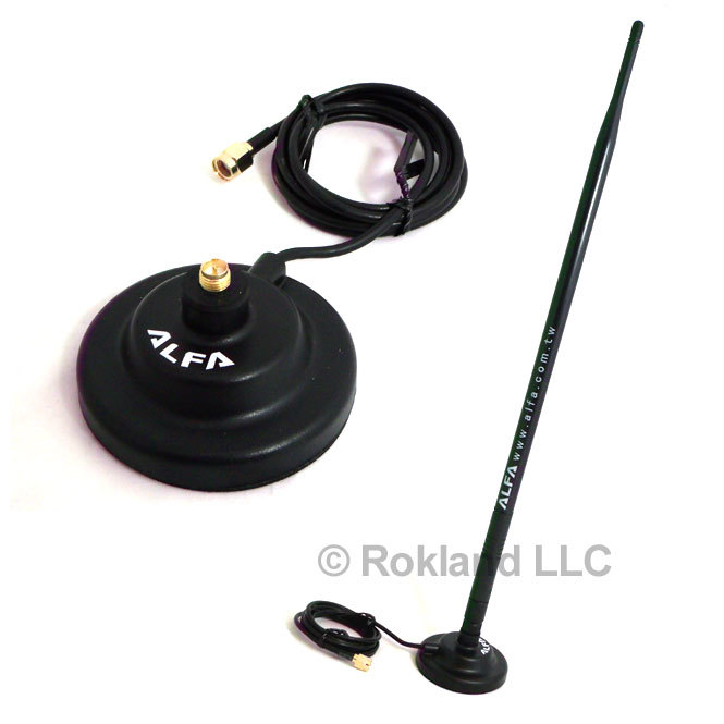 ALFA ARS-N19M 9dBi WiFi RP-SMA Omni-Directional Dipole Antenna & magnet base
