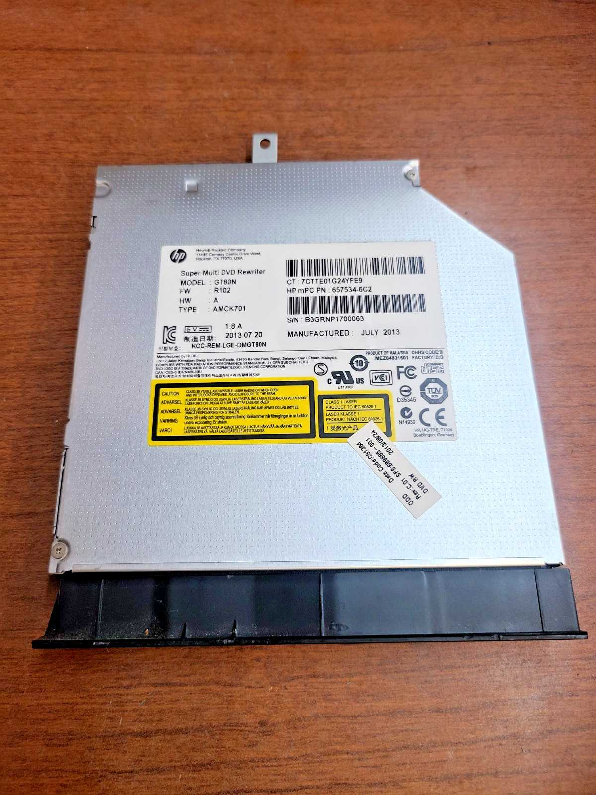 HP 2000-2B19WM 2000-2B09WM DVD-RW ODD OPTICAL DRIVE GT80N 657534-6C2 689685-001