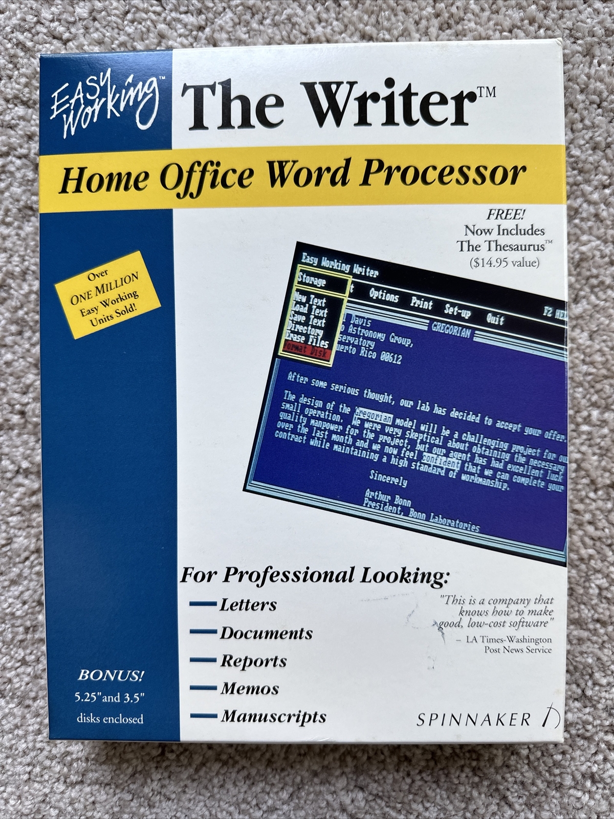 The Writer By Spinnaker Word Processing 5.25 Floppy And 3.5” Disks PC Untested