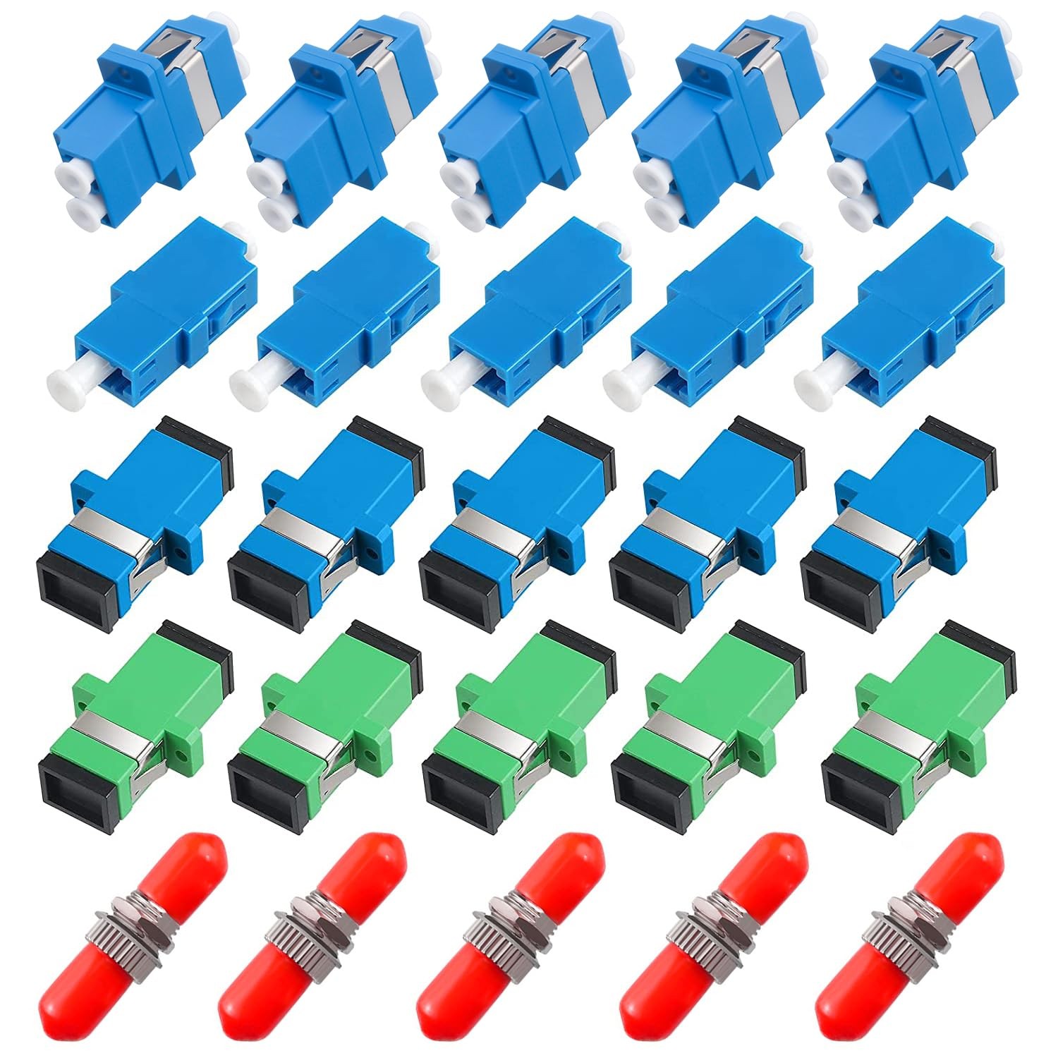 Fiber Optic Couplers Kit SC/UPC SC/APC ST LC Cable Connector 5 Style 23 PCS