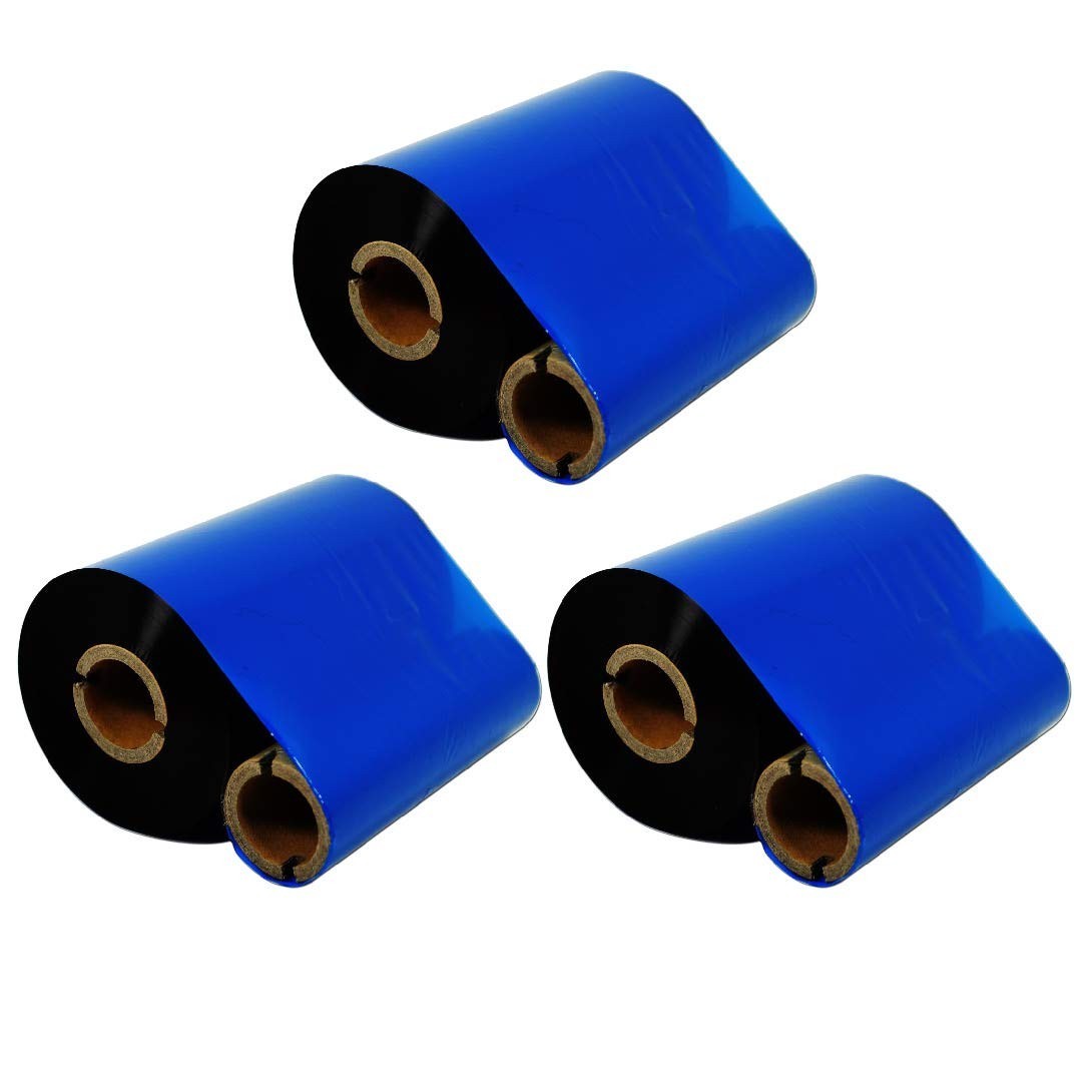 DEFMATE 3-Pack 4.33" x 1476' Thermal Wax Ribbon for Zebra S4M Z4M Printers