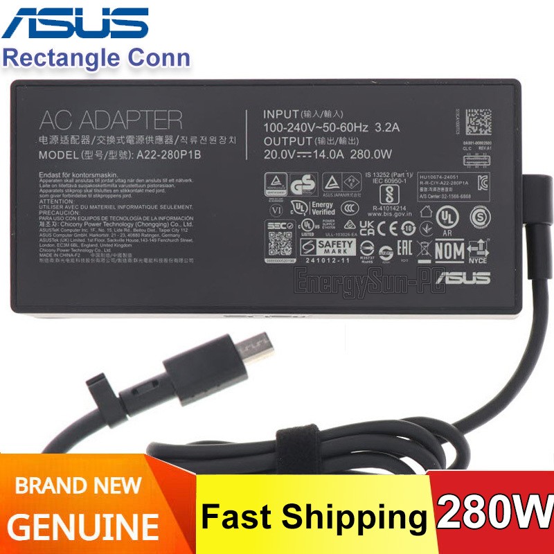 280W ADP-280EB B/F A22-280P1B OEM ASUS AC Adapter Charger Rectangle Conn 2025