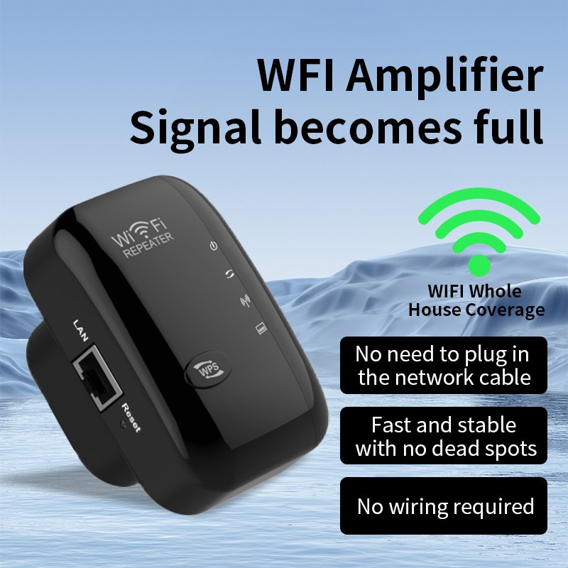Wifi Extender Signal Booster up to 5000Sq Wifi Range Extender 300M Black US Plug