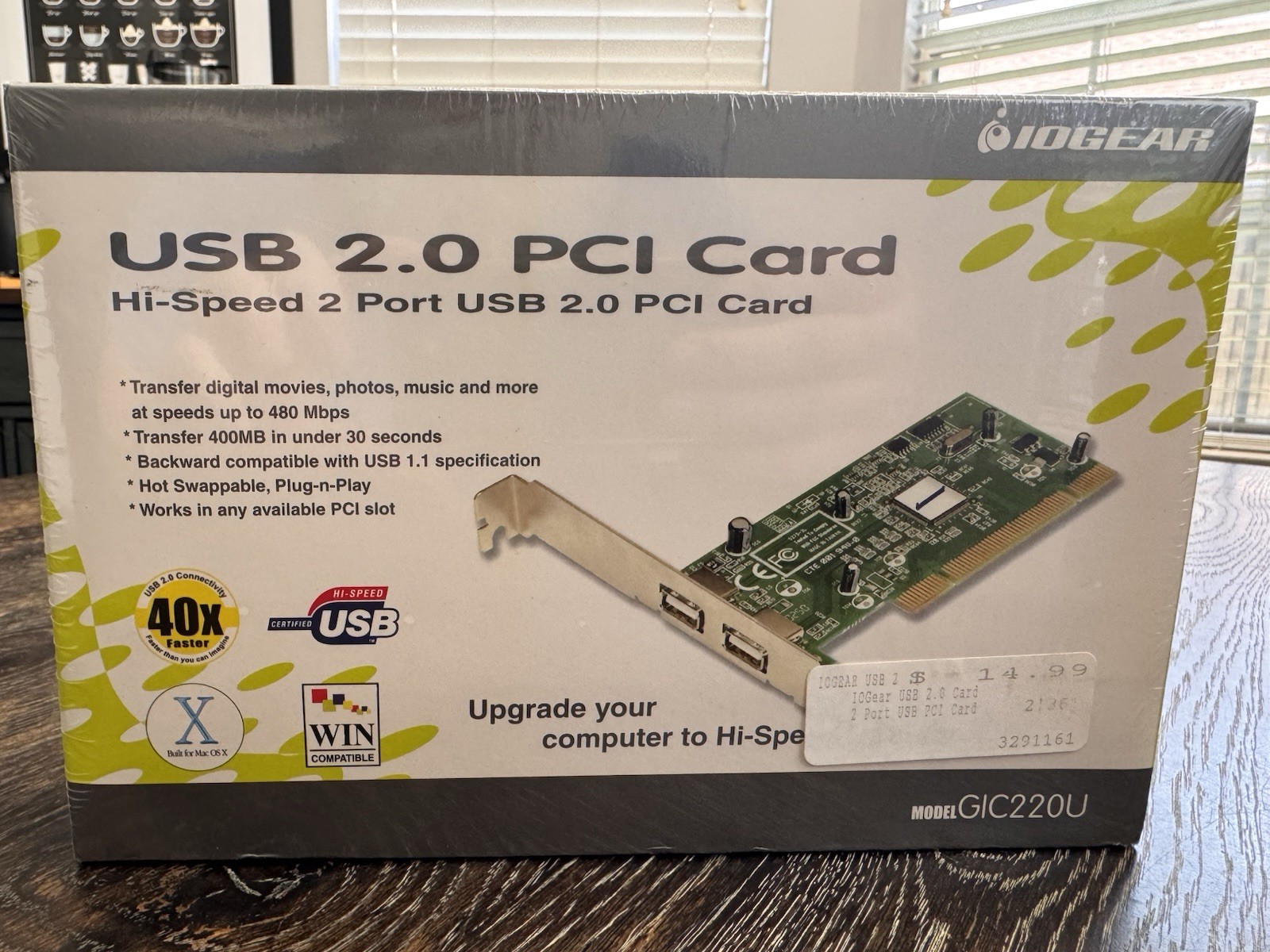 IOGEAR USB 2.0 Hi-Speed 2 Port PCI Card Mac Windows PC **FACTORY SEALED**