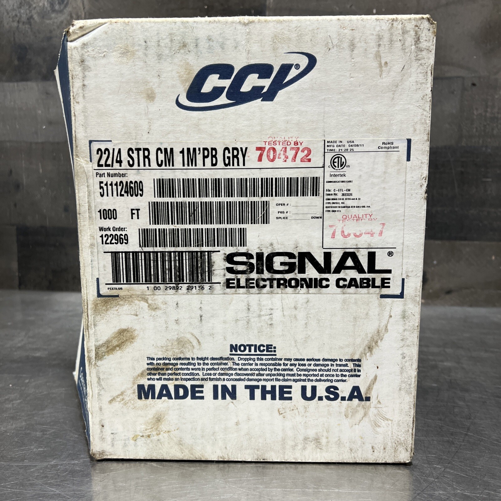 CCI 22/4 STR CM 1M’PB GRY Part No 511124609 Signal Cable. Nos Surplus Partial