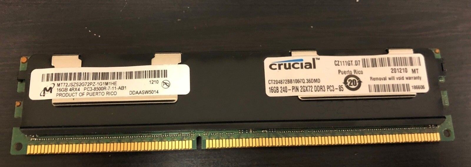 CRUCIAL 16GB MODULE 4Rx4 DDR3 PC3-8500R 1066MHz DIMM MEMORY RAM CT204872BB1067Q