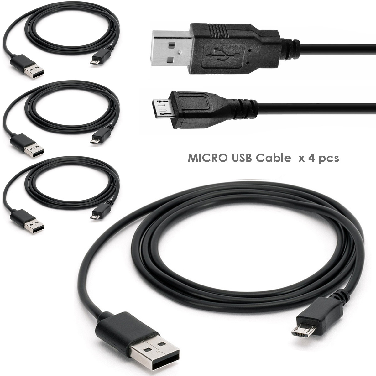 4 x pcs Micro-USB to USB Cable fit Beats By Dre Beats Pill ;Gogroove Pal Bot ; B