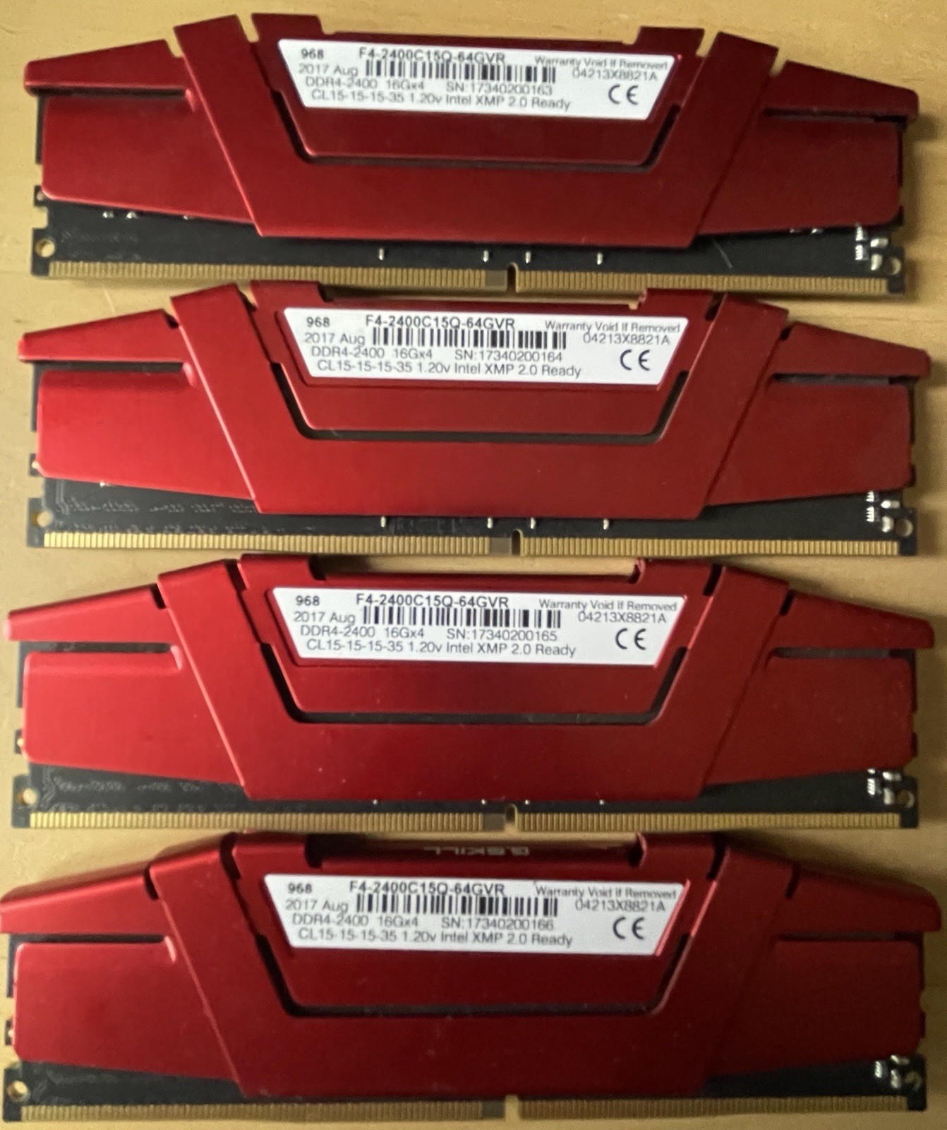G.Skill Ripjaws V 64GB (4X16GB) DDR4 2400 RAM PC4-19200 F4-2400C15Q-64GVR-TESTED
