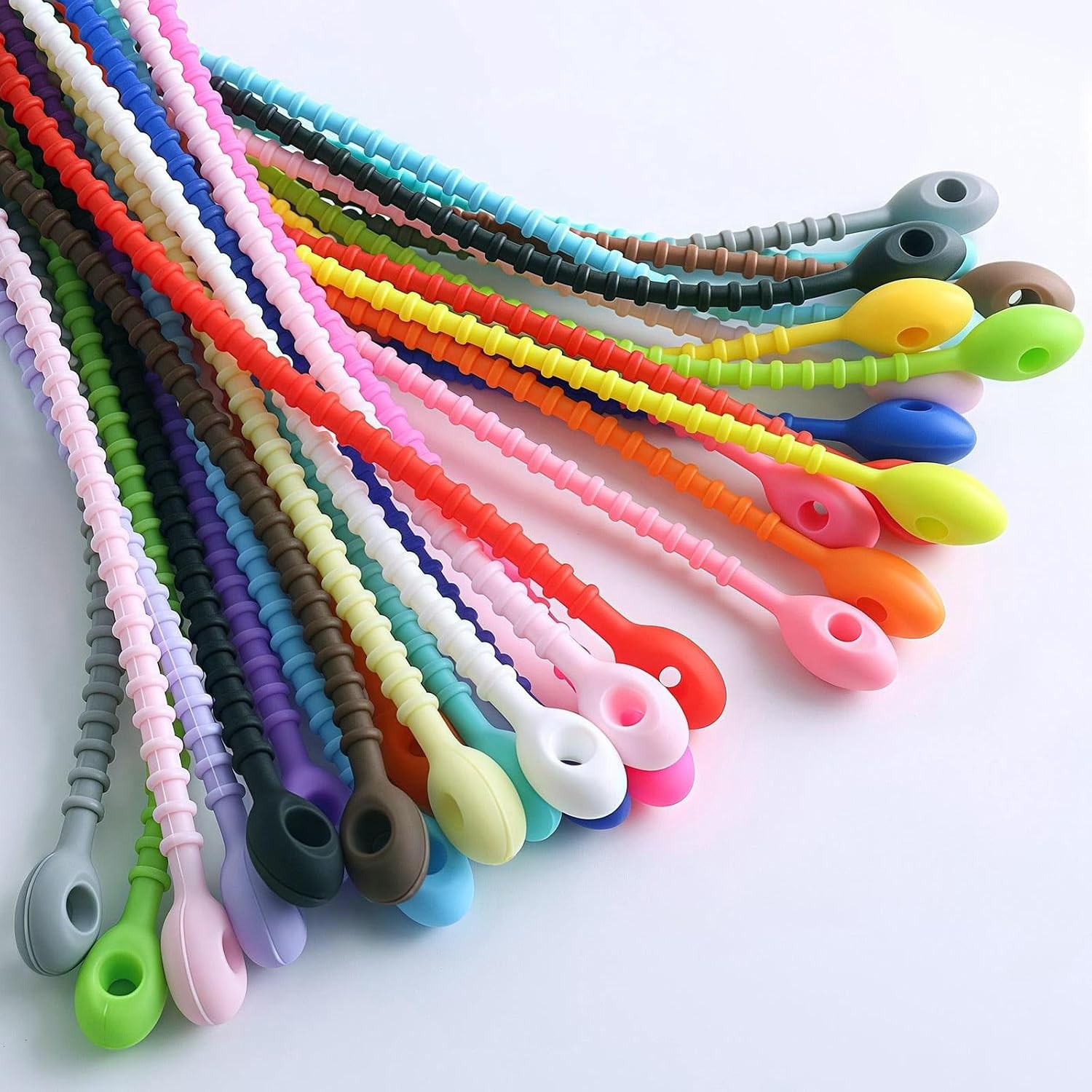 Silicone Zip Ties,Silicone Ties Clips,Reusable Rubber Zip Ties for Cord&Cable,