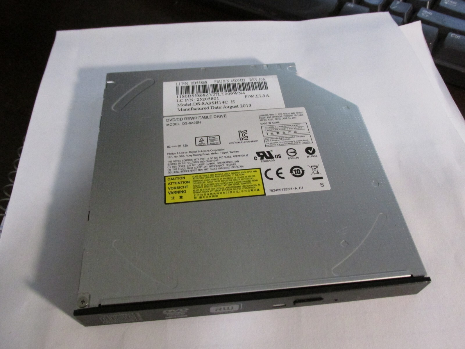DVD/CD RW Drive DS-8A9SH 8x Dual Layer reader/writable