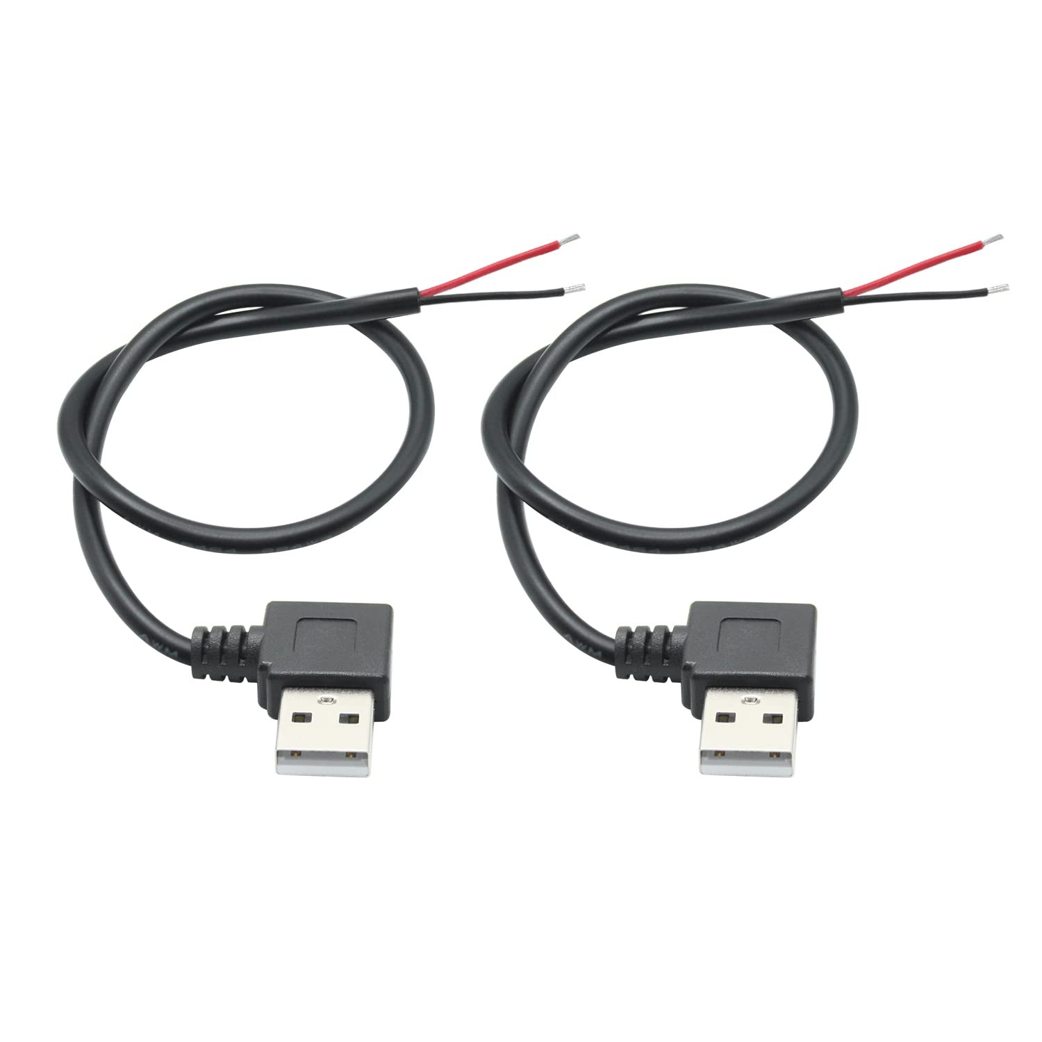 Short USB 2.0 Male Plug 2 Pin Bare Wire,90 Degree 30Cm/11In USB a Male Pigtail O