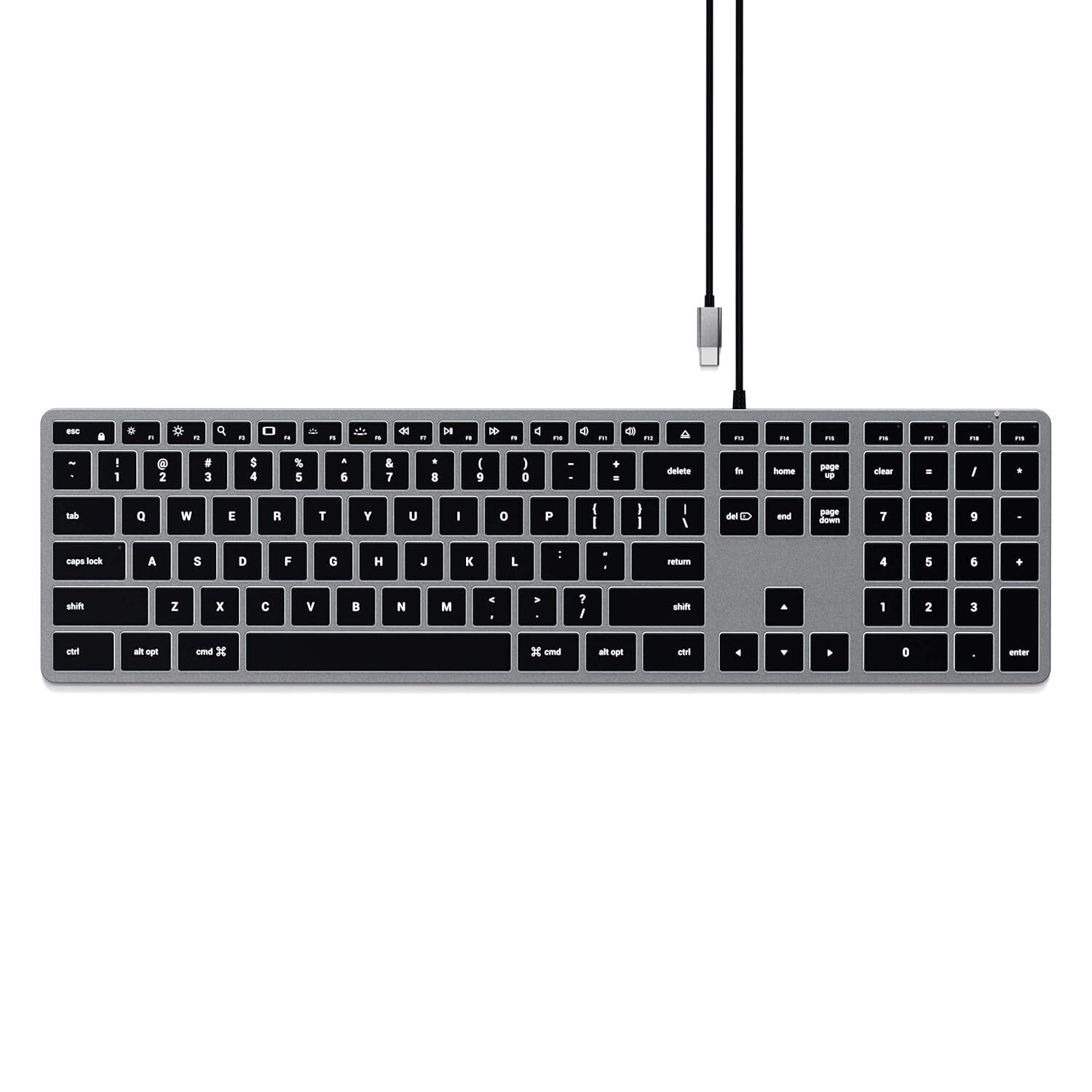 Satechi Slim W3 Wired Backlit Keyboard with Numeric Keypad � Illuminated Keys