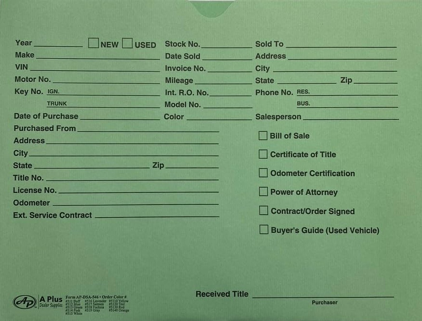 A Plus Automotive Dealer Jackets Green DSA-546#513(W4) 100
