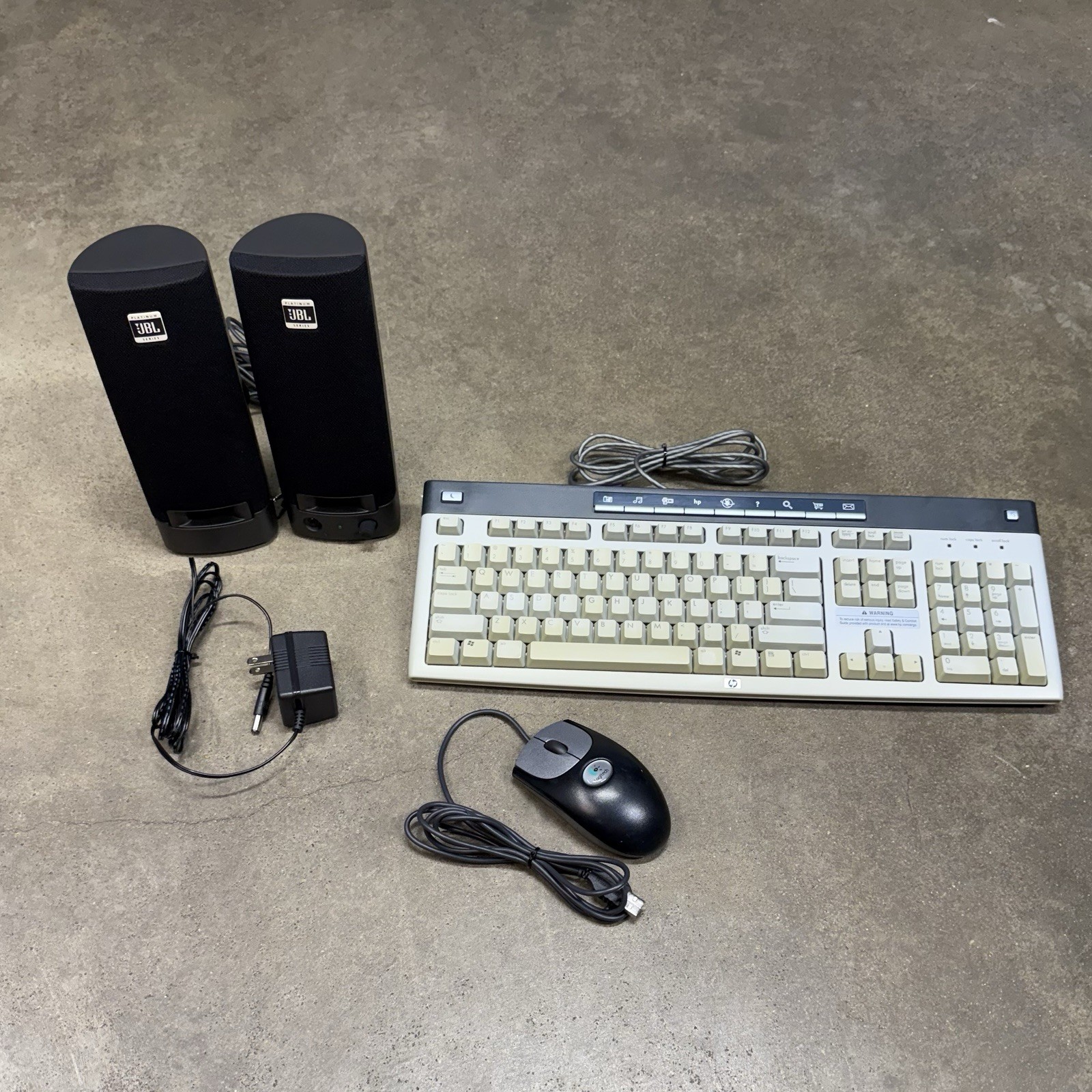 HP 5183 Keyboard JBL SP08A11 Speakers Logitech M-BJ58 Mouse Lot Tested Working