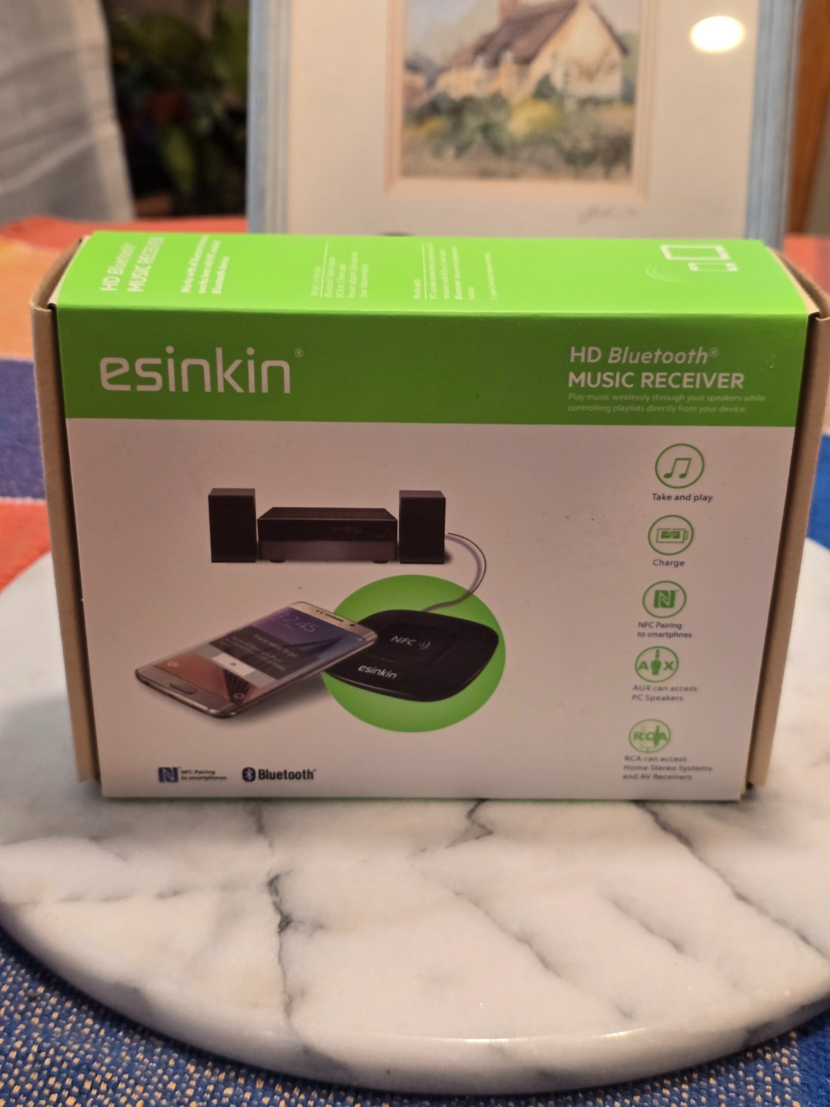 Esinkin HD Bluetooth Music Receiver Wireless Audio Adapter NFC RCA 3.5mm Open