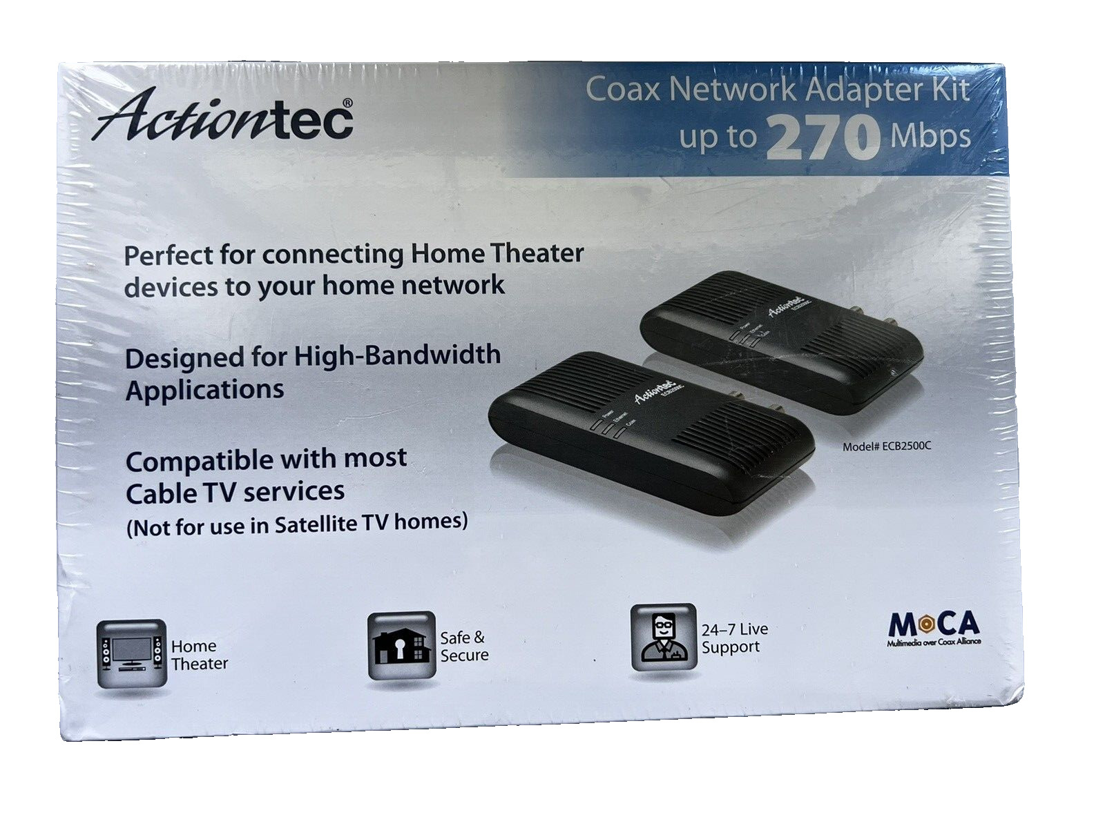 Actiontec Electronics Wired Coax MOCA Network Adapter Kit ECB2500CK01 New In Box