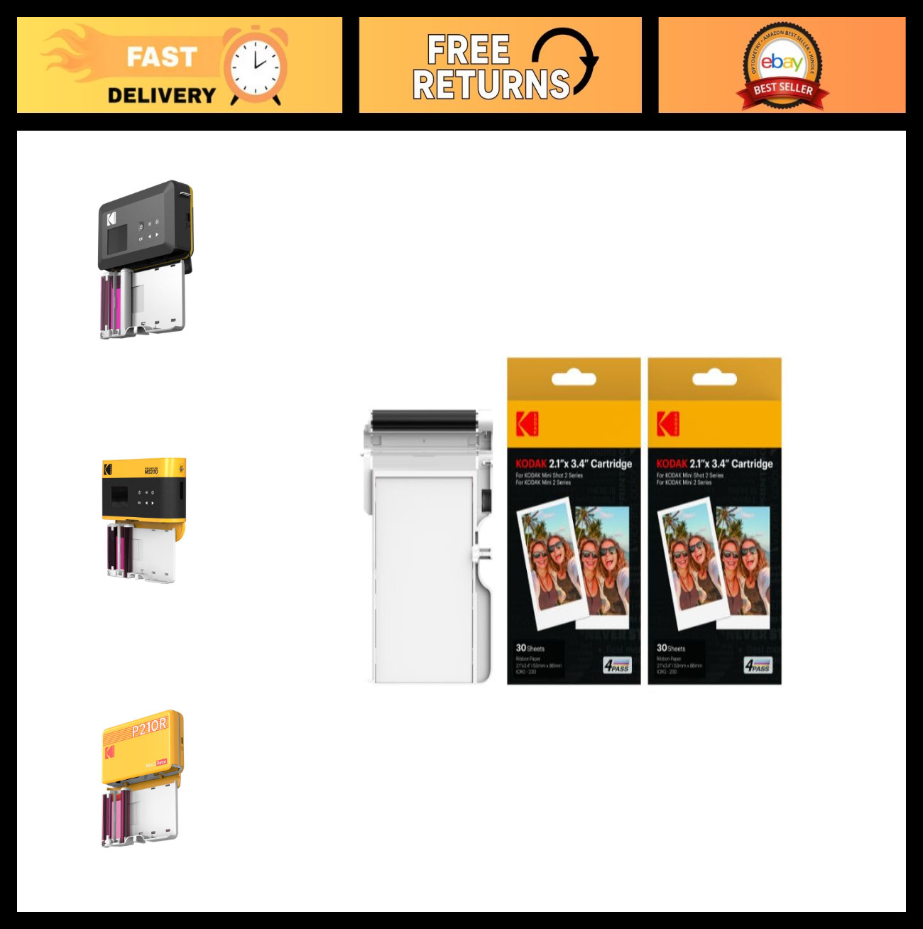 2x3" Photo Paper Cartridge Refill, 60 Sheets, Compatible with Mini Printers, Wat