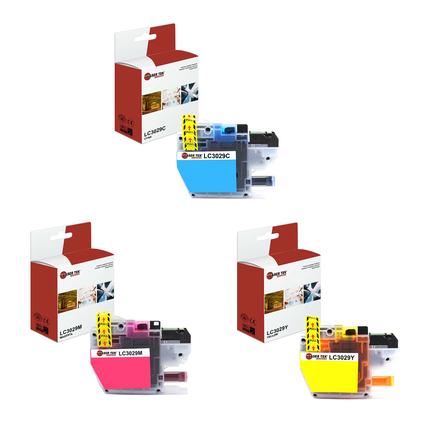 3Pk LTS LC-3029 CMY HY Compatible for Brother MFCJ5830DW Ink Cartridge