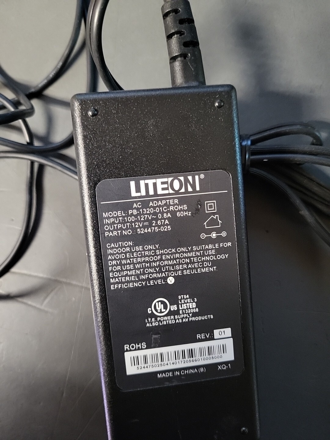LITEON Model PB-1320-01C-ROHS 12V AC Adaptor