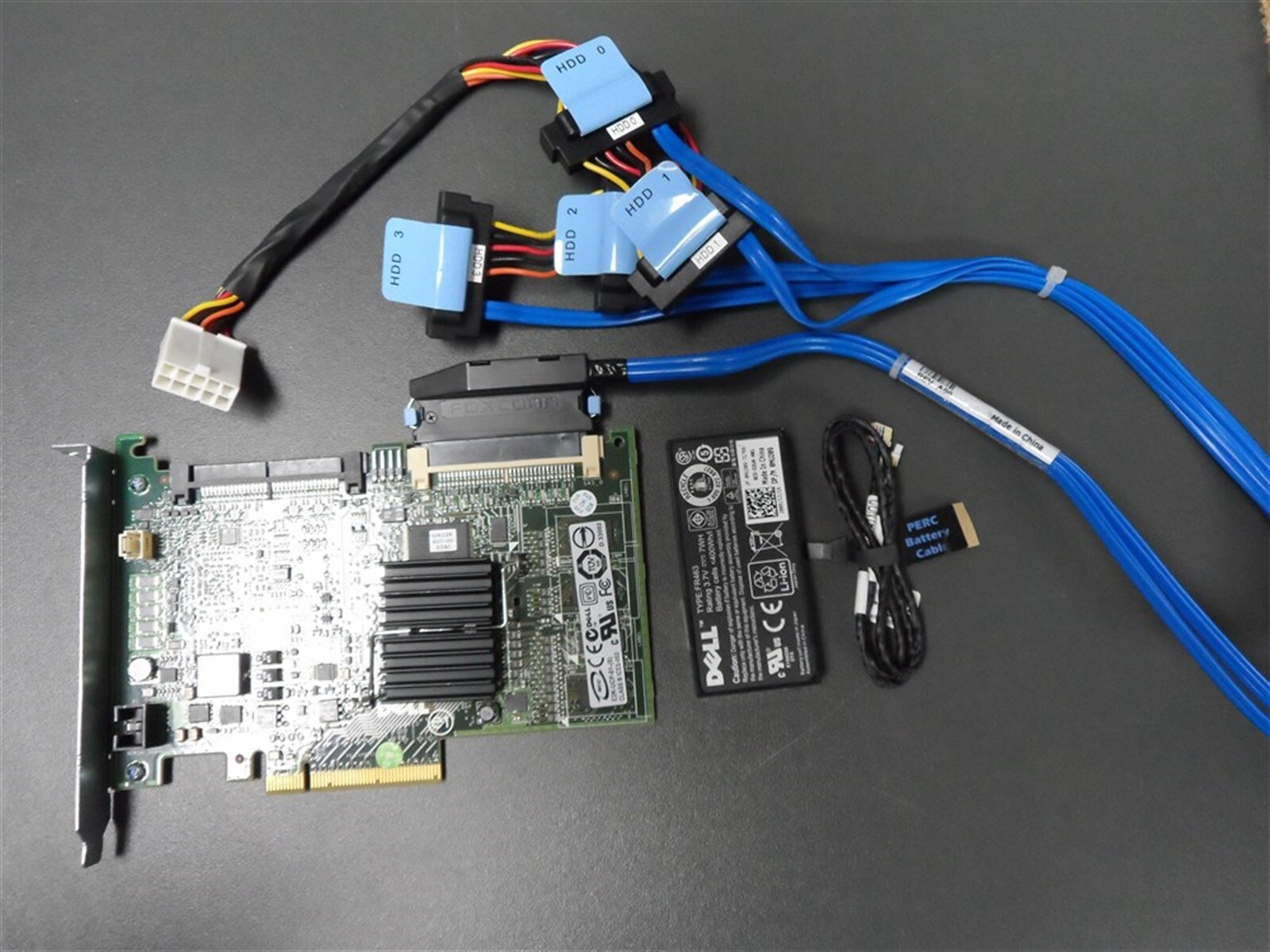 DELL SERVER RAID PERC 6I PCI BATTERY & 4 DROPS CABLE W/ POWER T300 T605