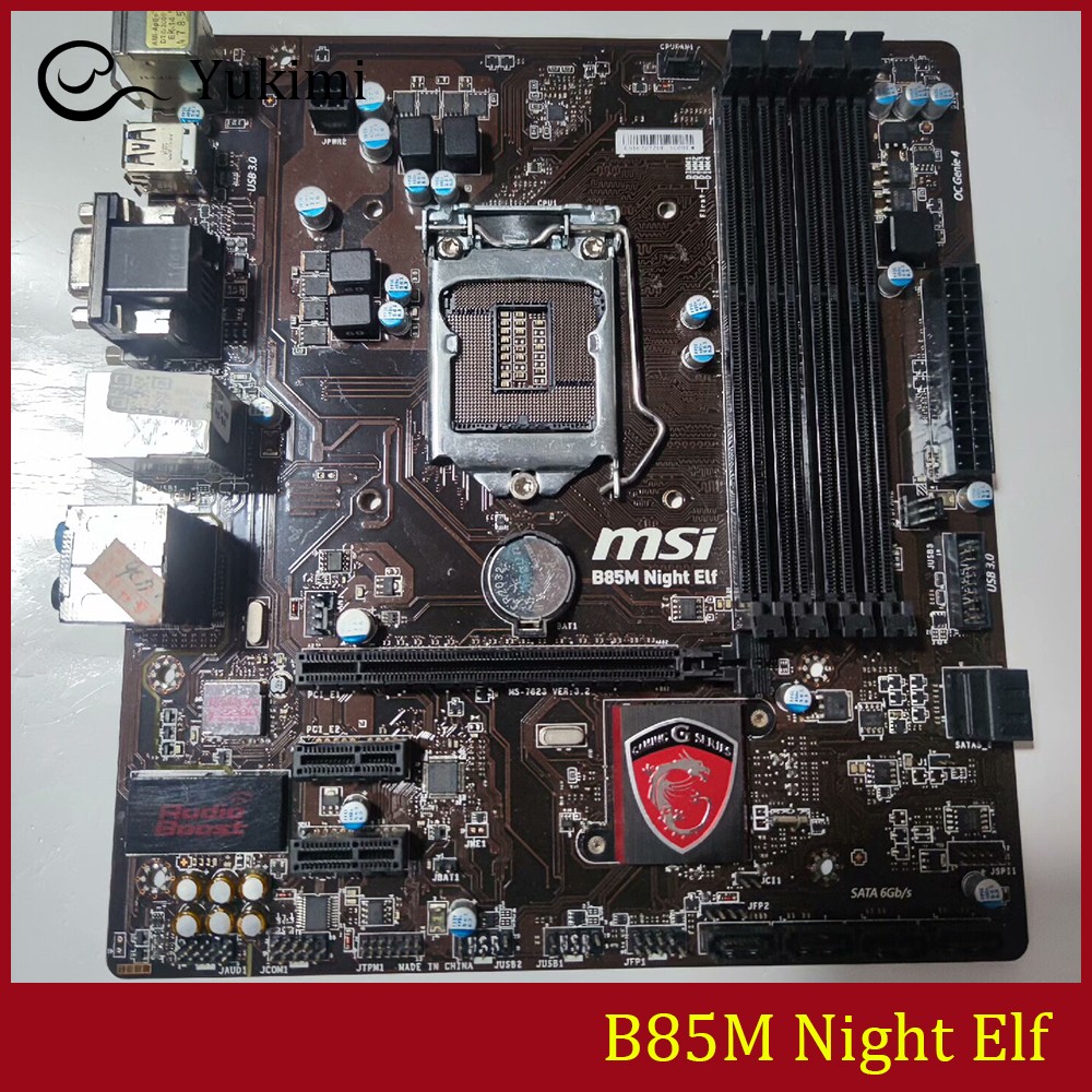 FOR MSI B85M Night Elf DDR3*4 32GB Socket 1150 VGA DVI-D M-ATX Ｍotherboard Test