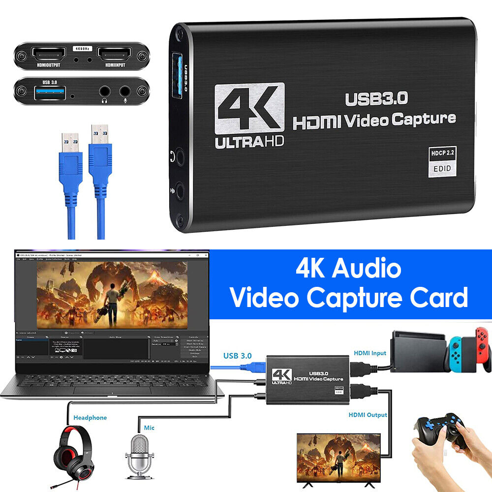 4K Video Capture Card 1080P 60fps HD Camera Recording HDMI to USB 3.0 Live Game