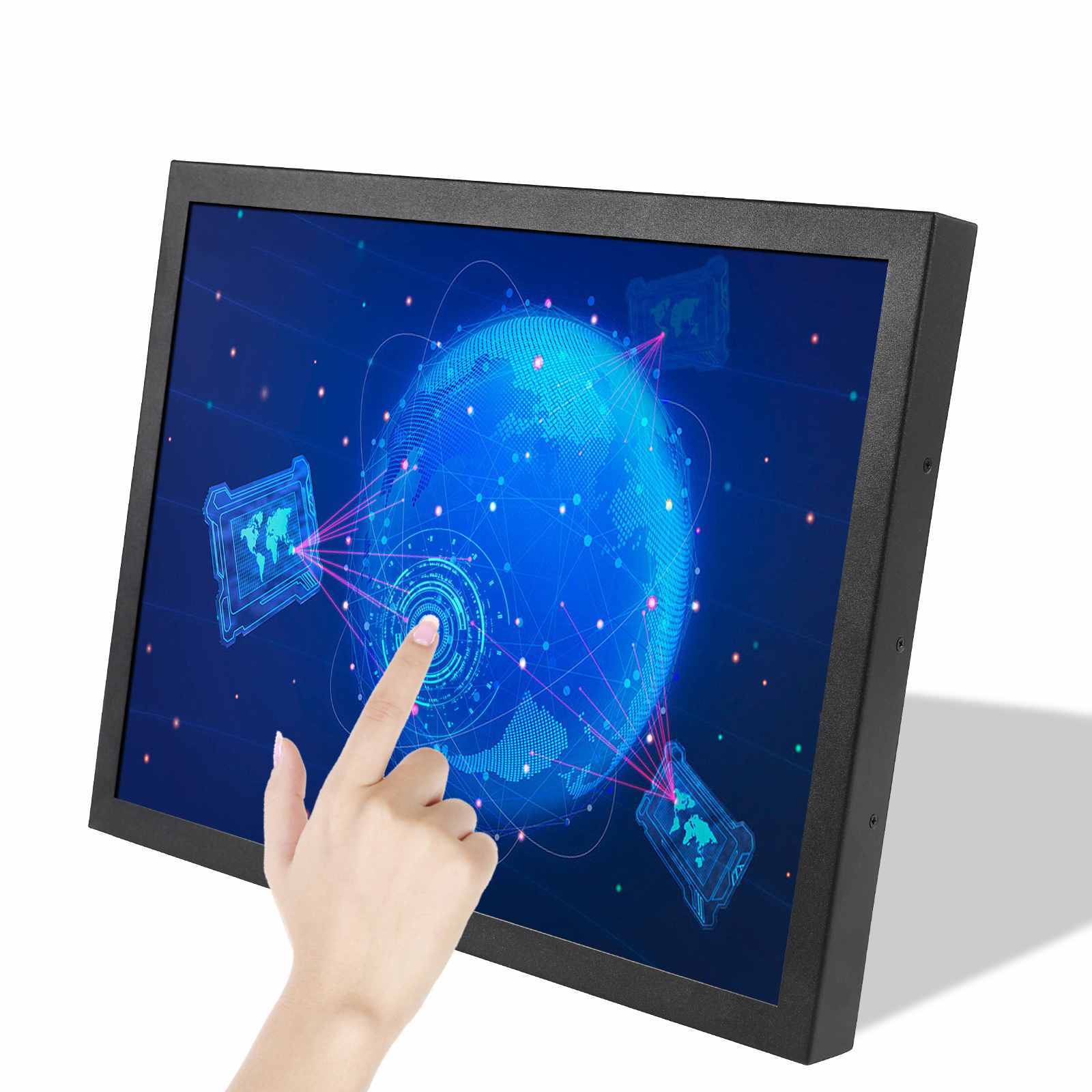 15" 1024x768 Industrial Resistive Touch LCD Monitor HD VGA DVI Input Port