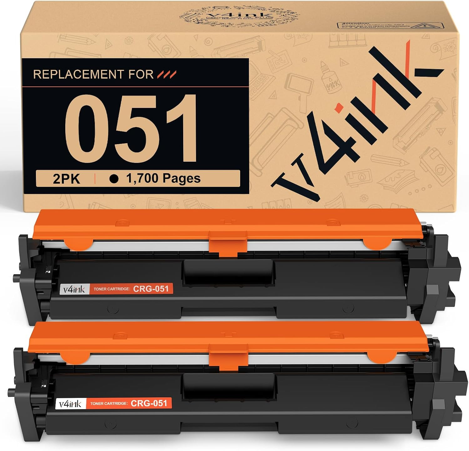 051 Black Toner Cartridge Replacement for Canon 051 CRG051 2168C001 2-Pack