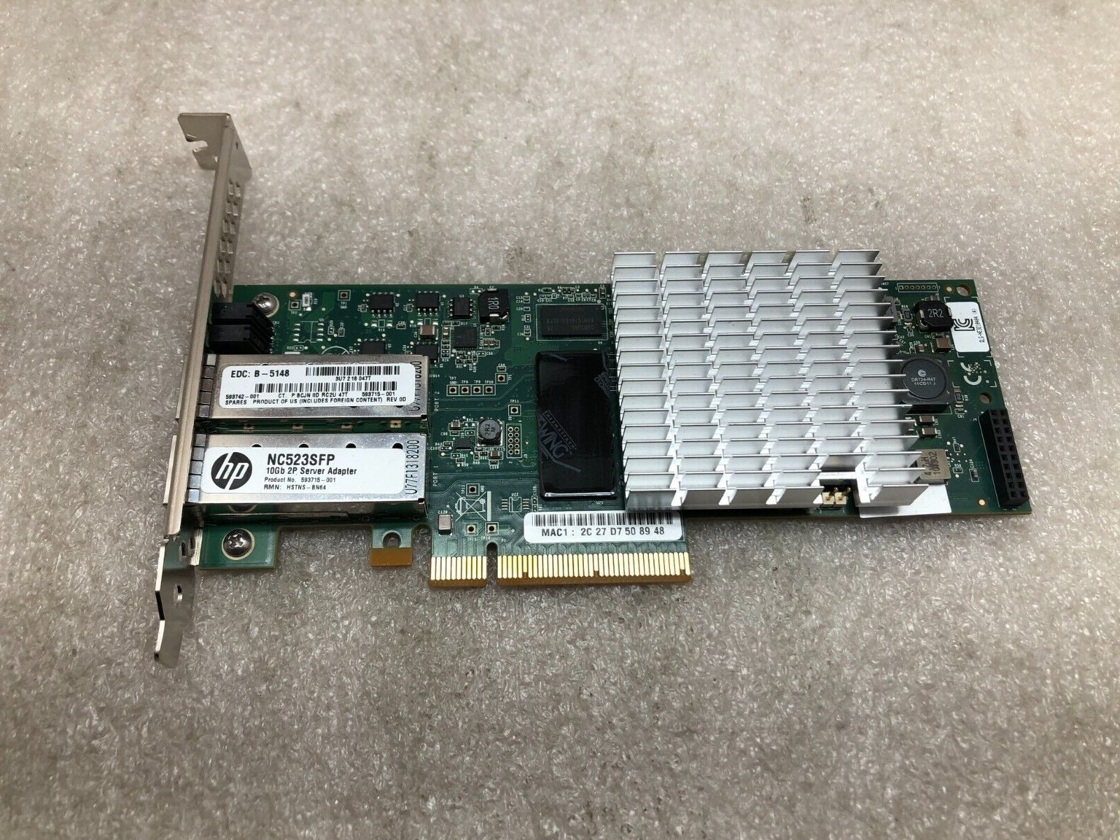 HP NC523SFP QLE3242-HP DUAL PORT 10GB ETHERNET 10GBE SFP+ PCI-E NIC NETWORK T7
