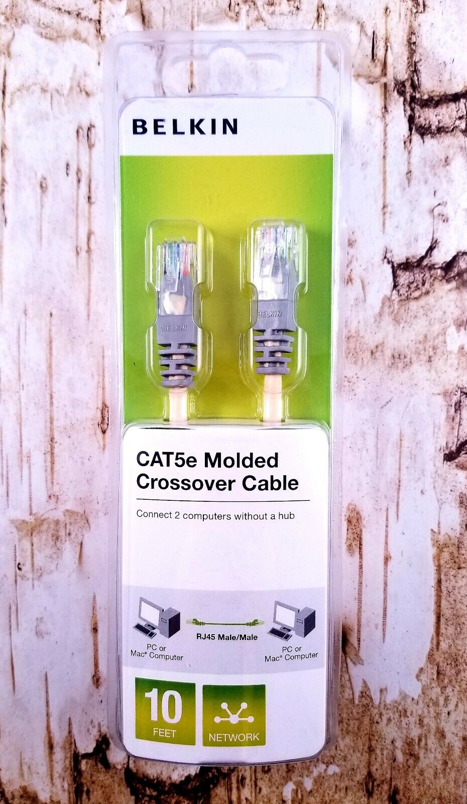 Belkin Cat5e Molded Crossover Cable RJ45 Male Network 10 Ft Beige New 