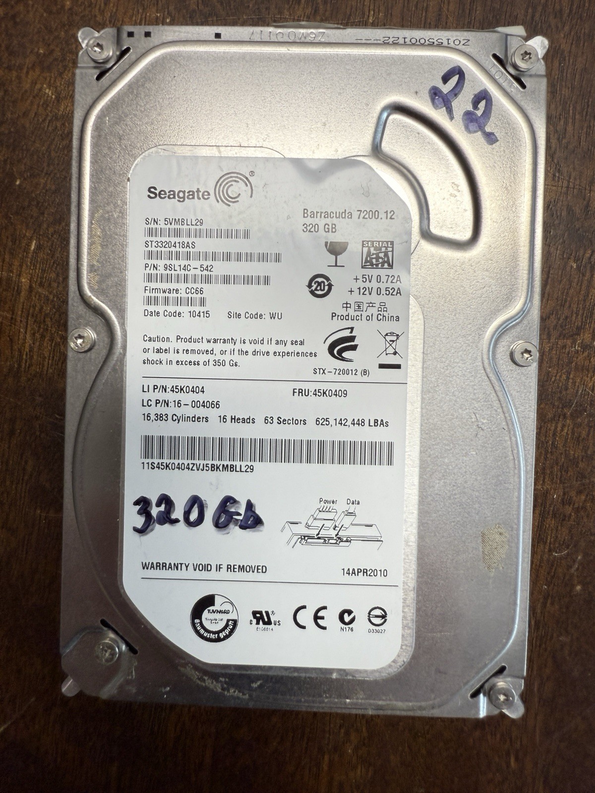 TESTED Seagate Barracuda 7200.12 internal hard drive HDD 320GB   ST3320418AS #22