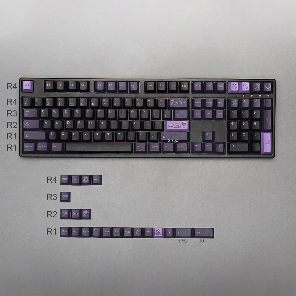 First Love Theme Keycap Purple Cherry Profile Set For MX 104 108 87 64 68 980