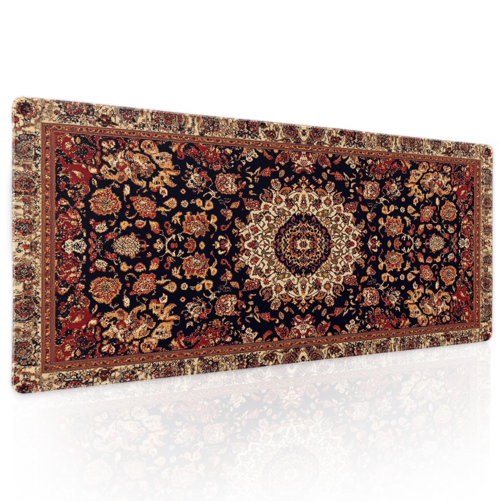 Vintage Rug Gaming Mouse Pad XL Dark Brown Retro Carpet Aesthetic Extended La...